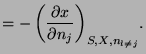 $\displaystyle =-\left(\frac{\partial x}{\partial n_{j}}\right)_{S,X,n_{l\neq j}}\!.$