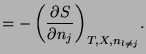 $\displaystyle =-\left(\frac{\partial S}{\partial n_{j}}\right)_{T,X,n_{l\neq j}}\!.$