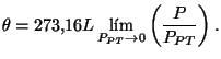 $\displaystyle \theta=273.16L\lim_{P_{PT}\rightarrow0}\left(\frac{P}{P_{PT}}\right).
$