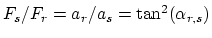 $F_s/F_r = a_r/a_s = \mbox{tan}^2 (\alpha_{r,s})$