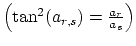 $\left(
\mbox{tan}^2(a_{r,s}) = \frac{a_r}{a_s} \right)$