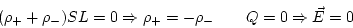 \begin{displaymath}
(\rho_{+}+\rho_{-})SL=0\Rightarrow\rho_{+}=-\rho_{-} \qquad Q=0\Rightarrow\vec{E}=0
\end{displaymath}