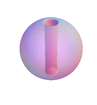 Esfera con agujero cilíndrico 
(Haz click para ver la imagen a tamaño real)